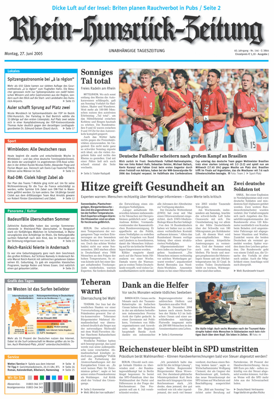 Rhein-Hunsrück-Zeitung vom Montag, 27.06.2005