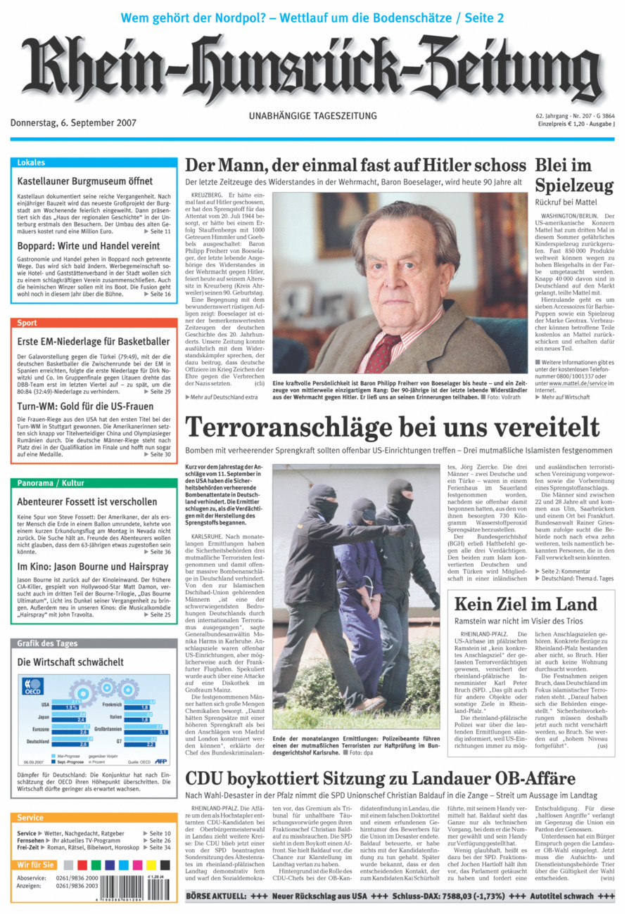 Rhein-Hunsrück-Zeitung vom Donnerstag, 06.09.2007