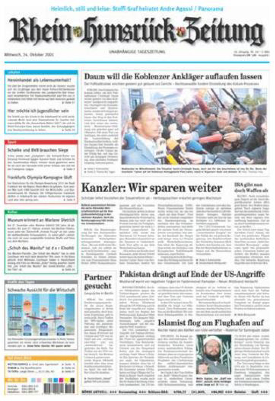 Rhein-Hunsrück-Zeitung vom Mittwoch, 24.10.2001