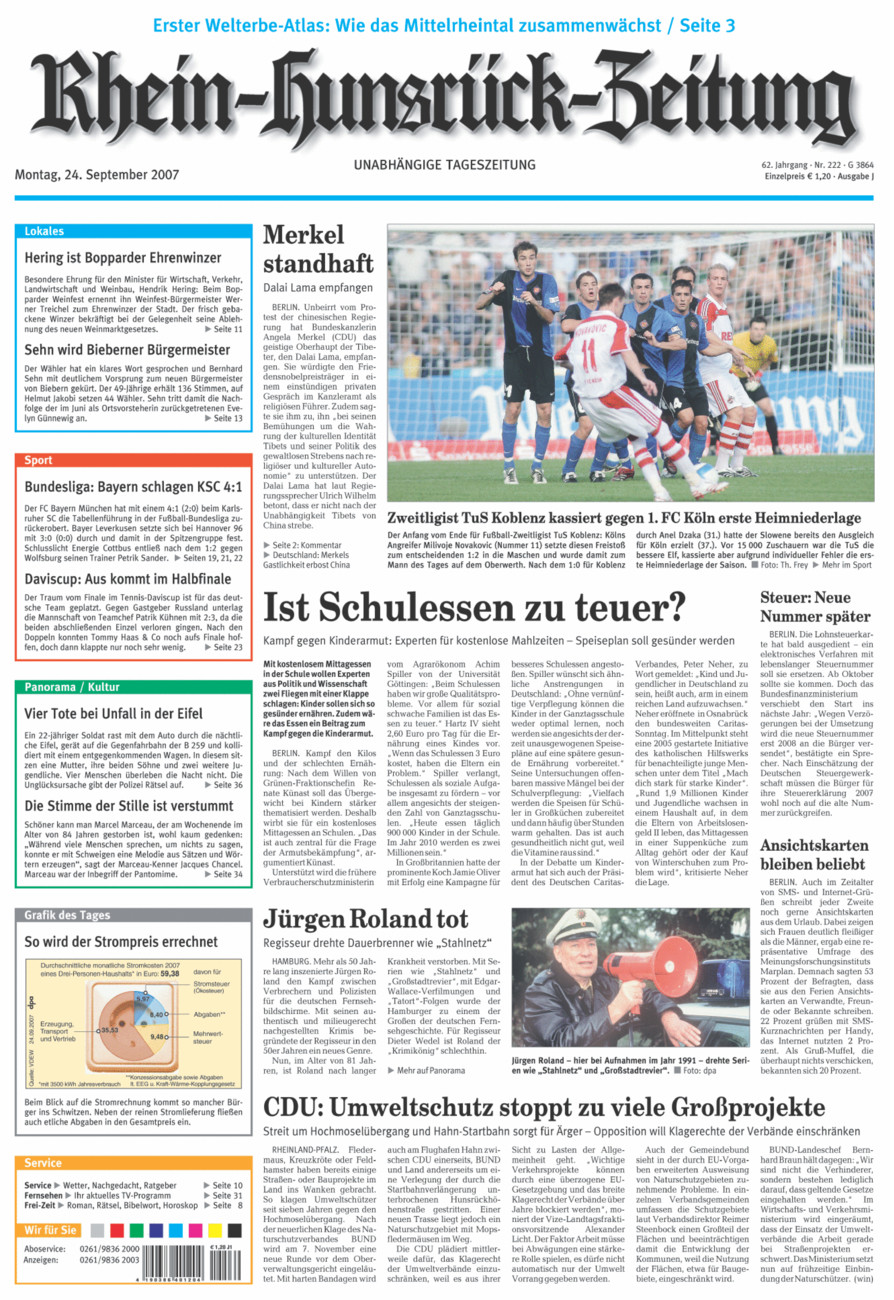 Rhein-Hunsrück-Zeitung vom Montag, 24.09.2007