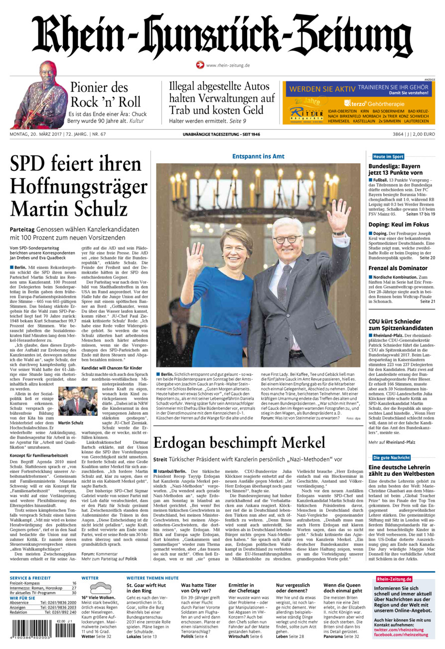 Rhein-Hunsrück-Zeitung vom Montag, 20.03.2017