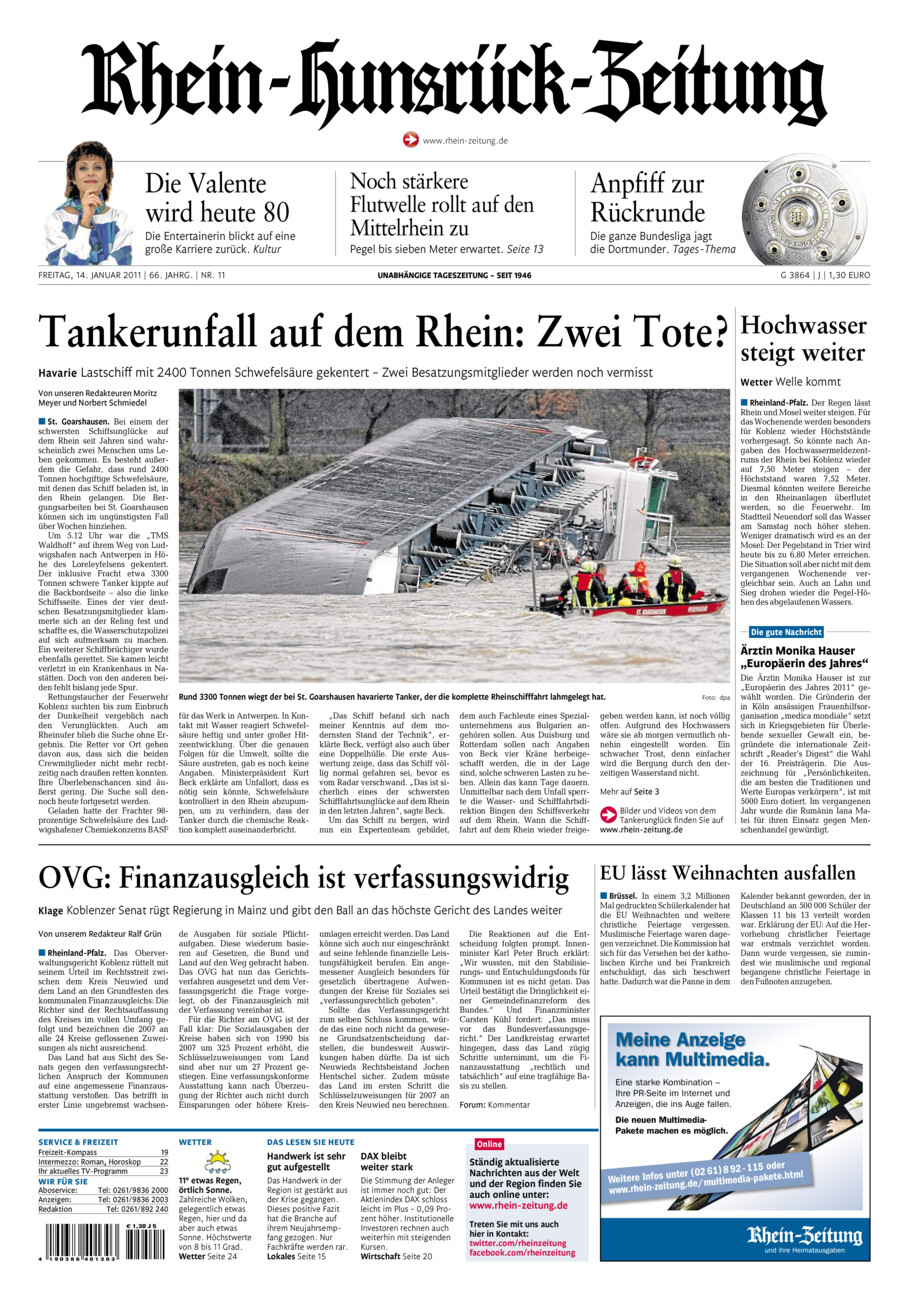 Rhein-Hunsrück-Zeitung vom Freitag, 14.01.2011