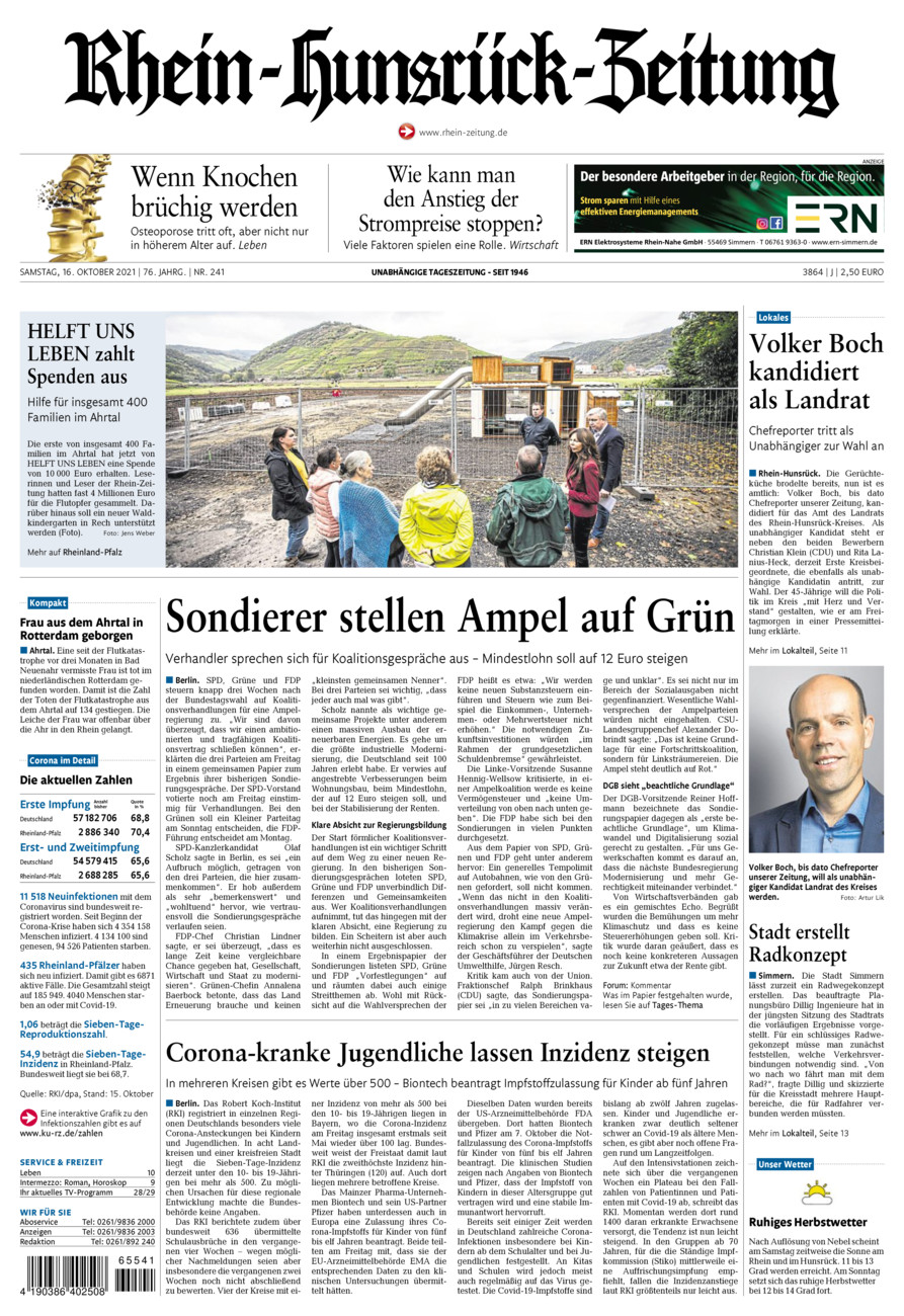 Rhein-Hunsrück-Zeitung vom Samstag, 16.10.2021