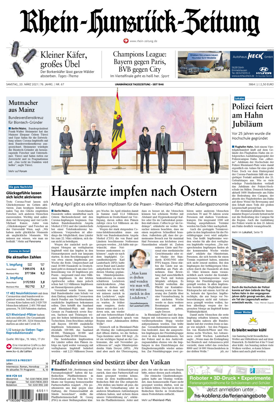 Rhein-Hunsrück-Zeitung vom Samstag, 20.03.2021