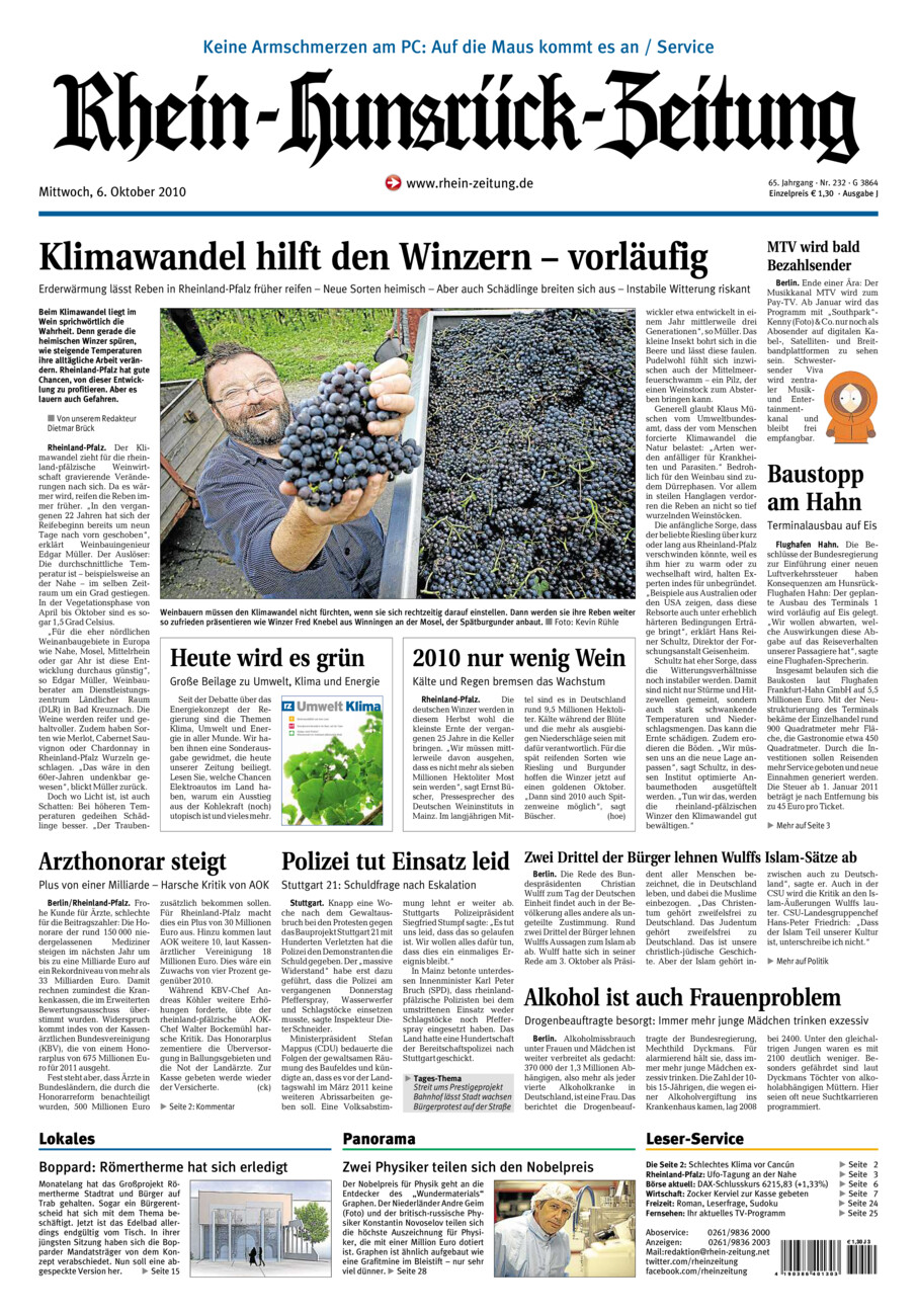 Rhein-Hunsrück-Zeitung vom Mittwoch, 06.10.2010