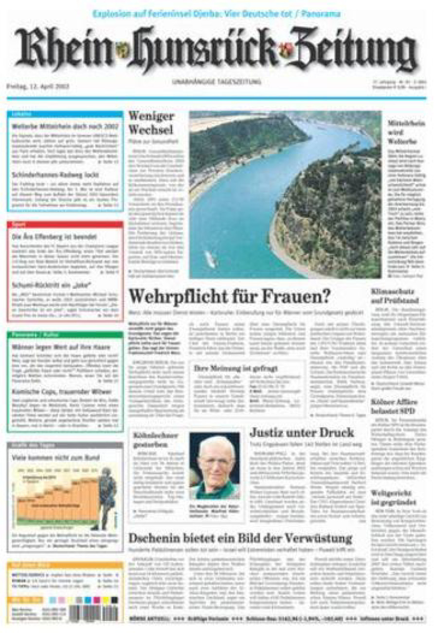 Rhein-Hunsrück-Zeitung vom Freitag, 12.04.2002