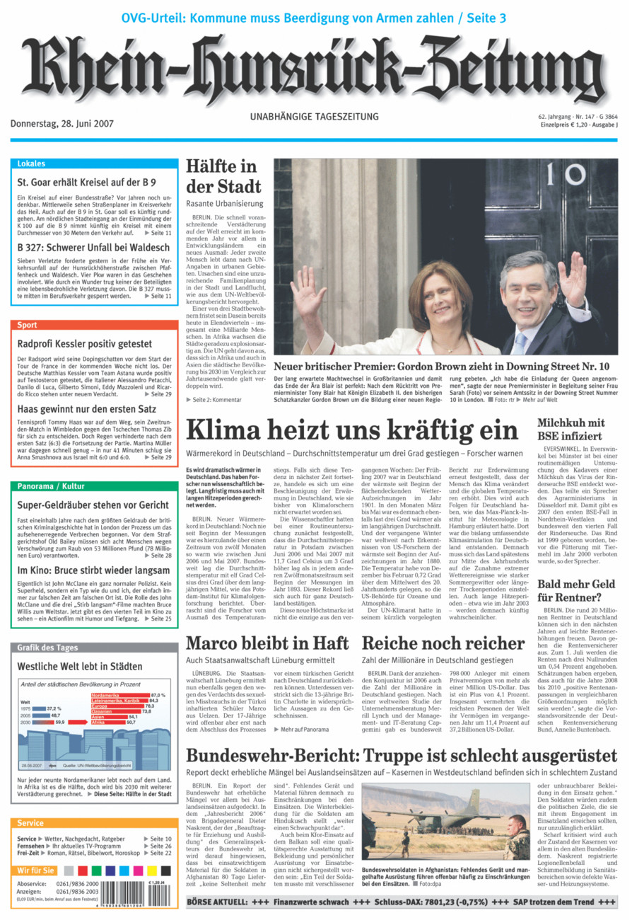 Rhein-Hunsrück-Zeitung vom Donnerstag, 28.06.2007