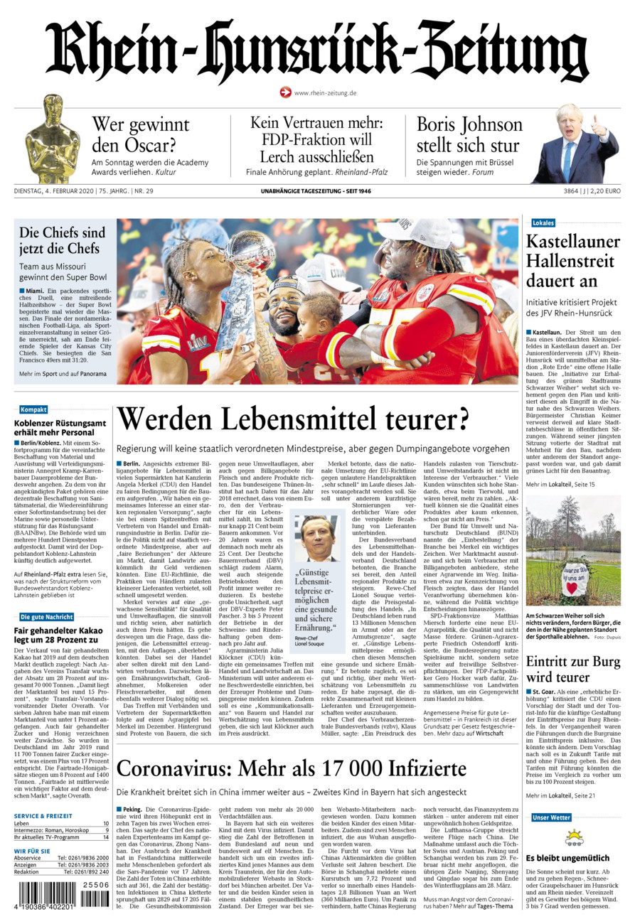 Rhein-Hunsrück-Zeitung vom Dienstag, 04.02.2020