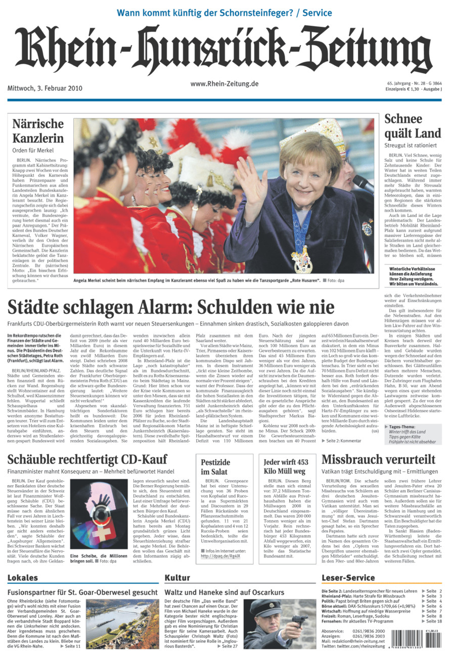 Rhein-Hunsrück-Zeitung vom Mittwoch, 03.02.2010