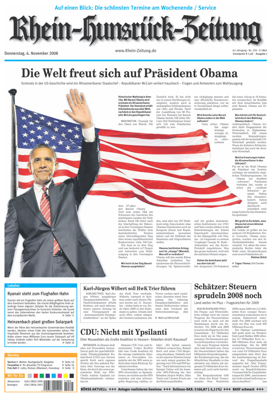 Rhein-Hunsrück-Zeitung vom Donnerstag, 06.11.2008