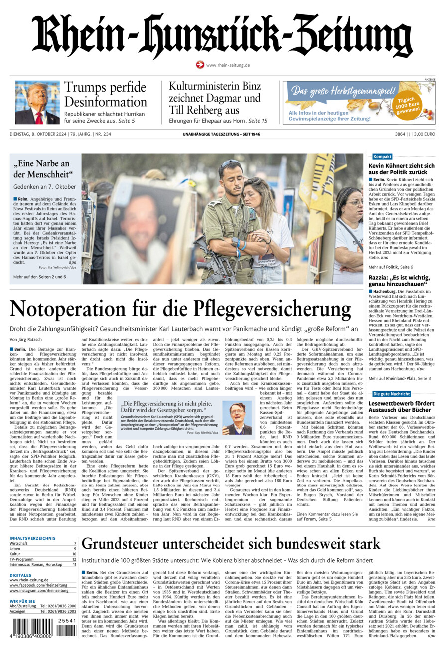 Rhein-Hunsrück-Zeitung vom Dienstag, 08.10.2024