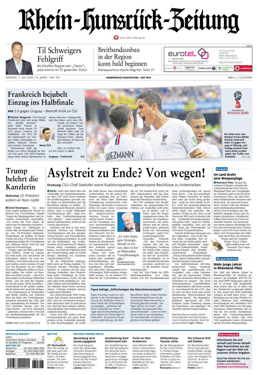 Rhein-Hunsrück-Zeitung vom Samstag, 07.07.2018