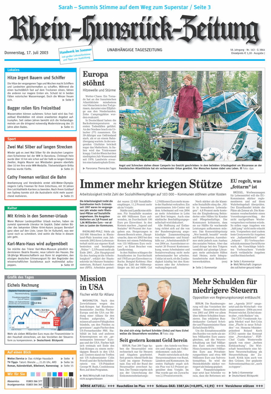 Rhein-Hunsrück-Zeitung vom Donnerstag, 17.07.2003