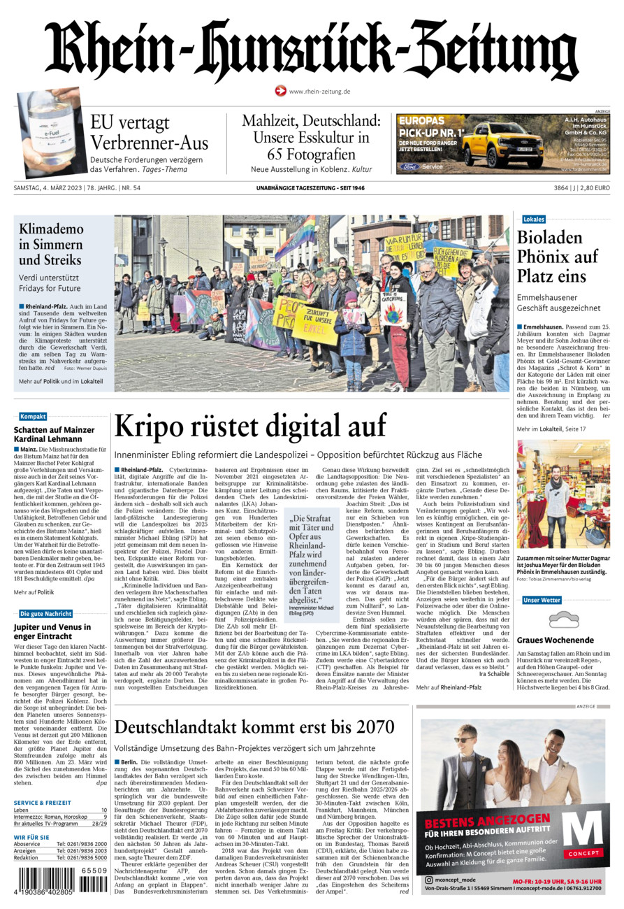 Rhein-Hunsrück-Zeitung vom Samstag, 04.03.2023