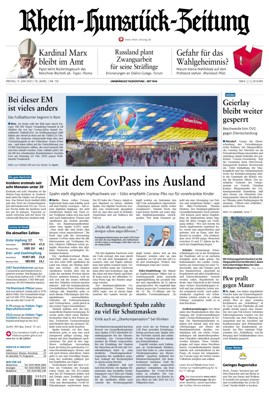 Rhein-Hunsrück-Zeitung vom Freitag, 11.06.2021