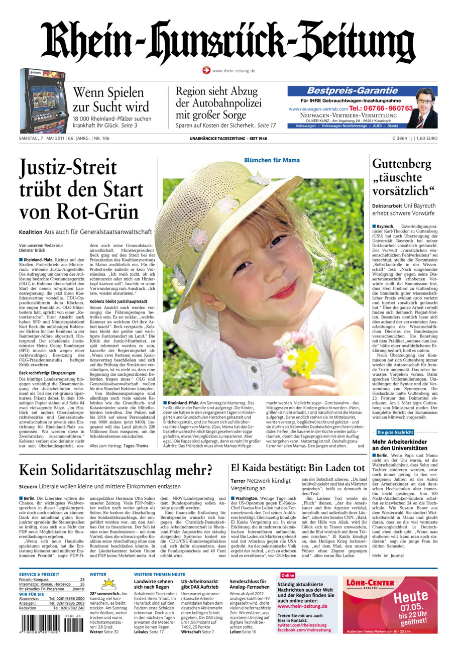 Rhein-Hunsrück-Zeitung vom Samstag, 07.05.2011