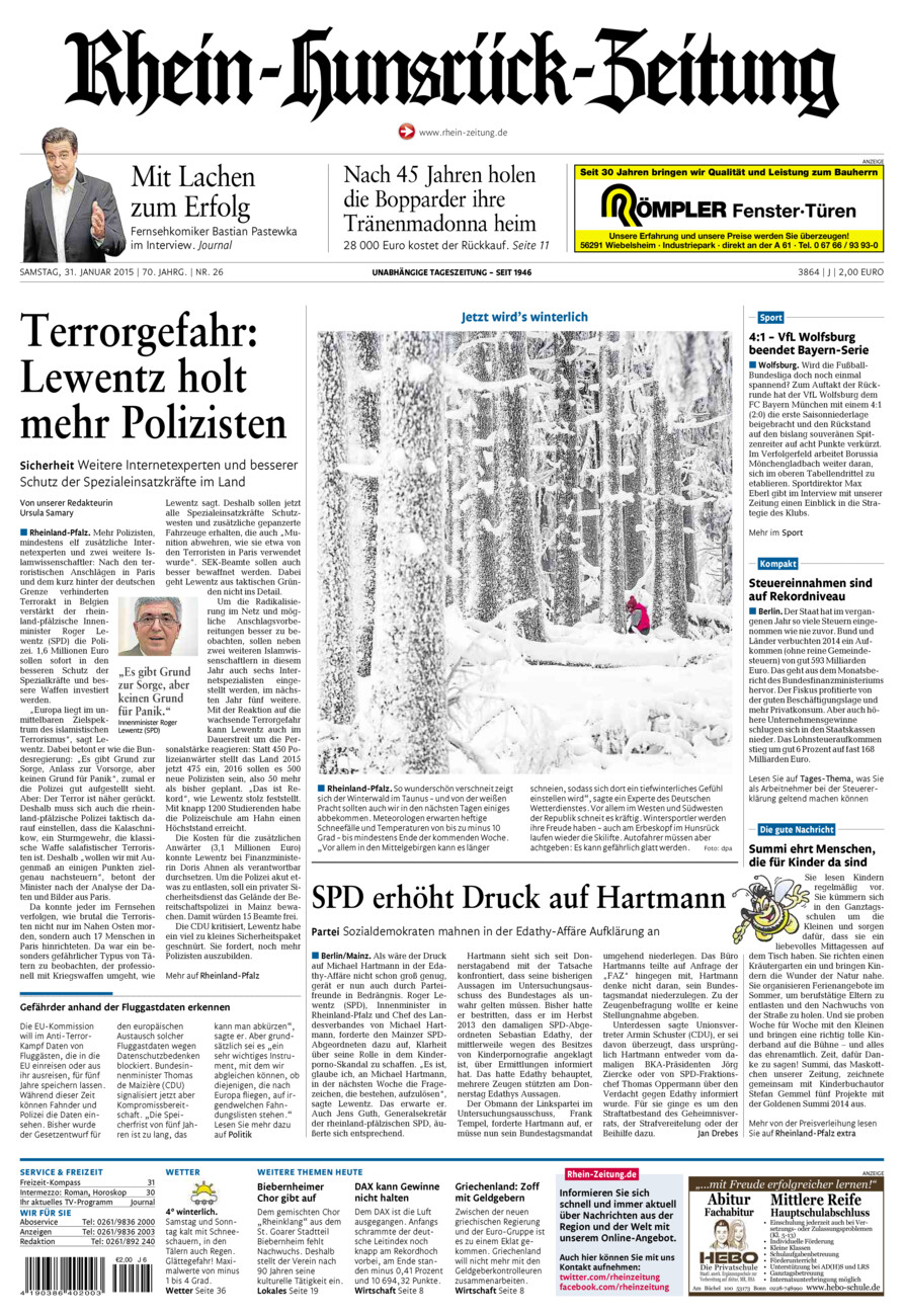 Rhein-Hunsrück-Zeitung vom Samstag, 31.01.2015