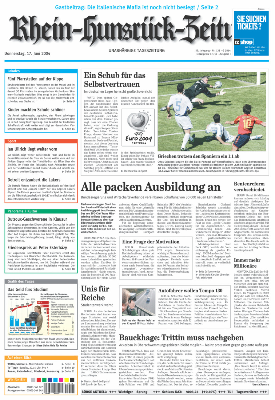 Rhein-Hunsrück-Zeitung vom Donnerstag, 17.06.2004