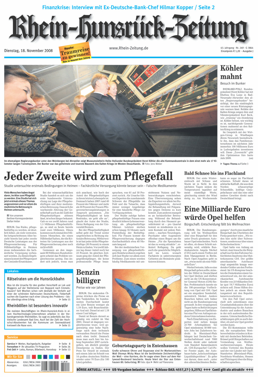 Rhein-Hunsrück-Zeitung vom Dienstag, 18.11.2008