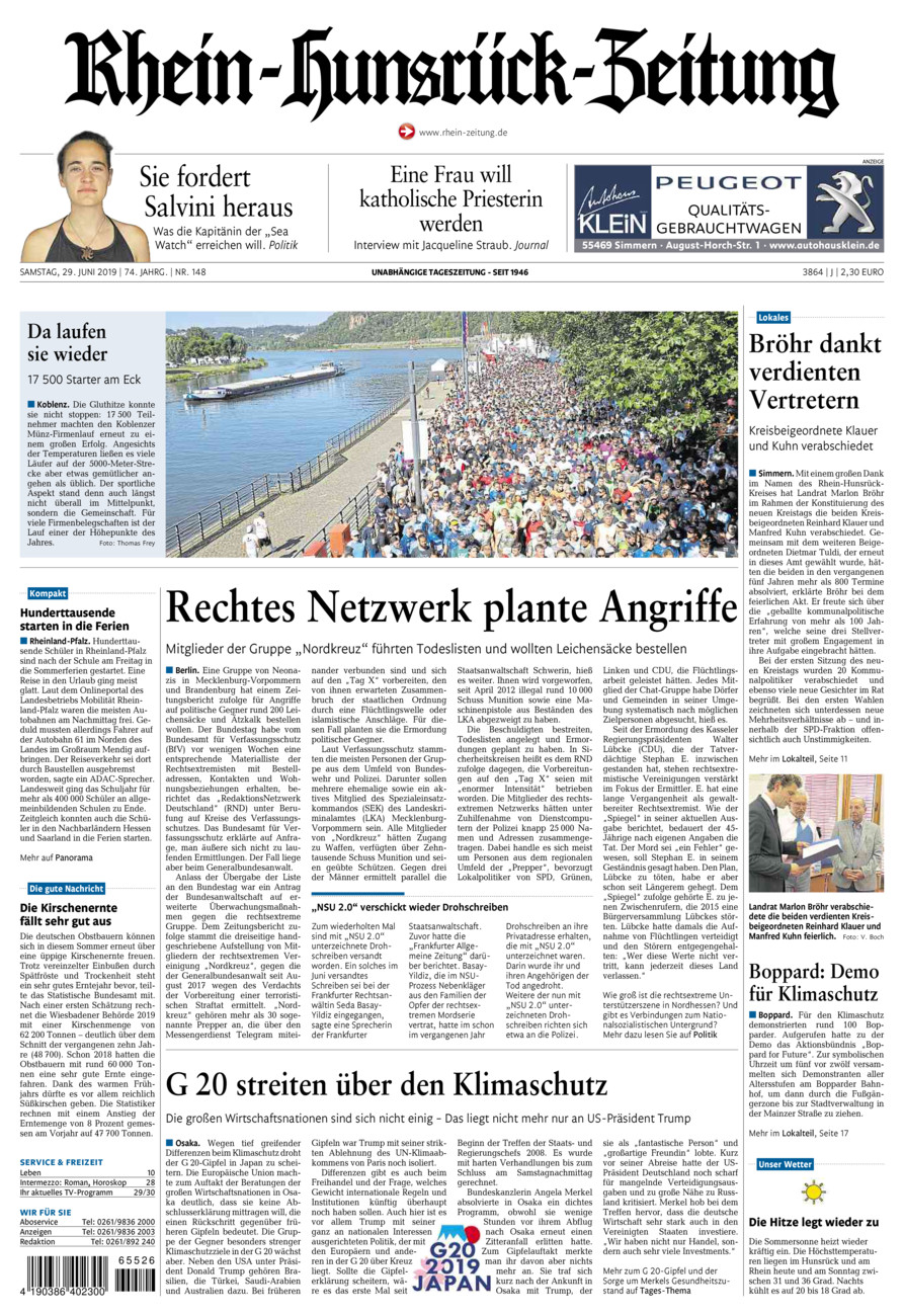 Rhein-Hunsrück-Zeitung vom Samstag, 29.06.2019