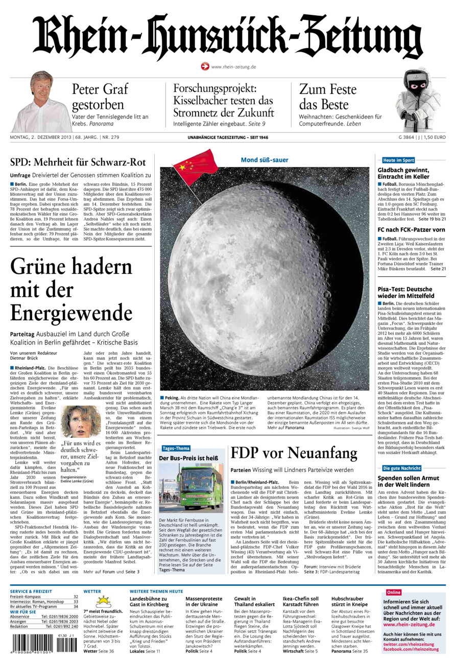 Rhein-Hunsrück-Zeitung vom Montag, 02.12.2013