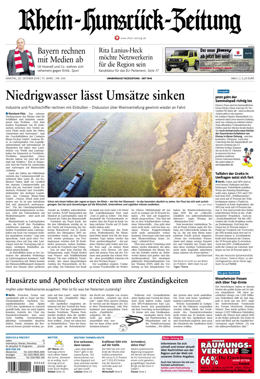 Rhein-Hunsrück-Zeitung vom Samstag, 20.10.2018