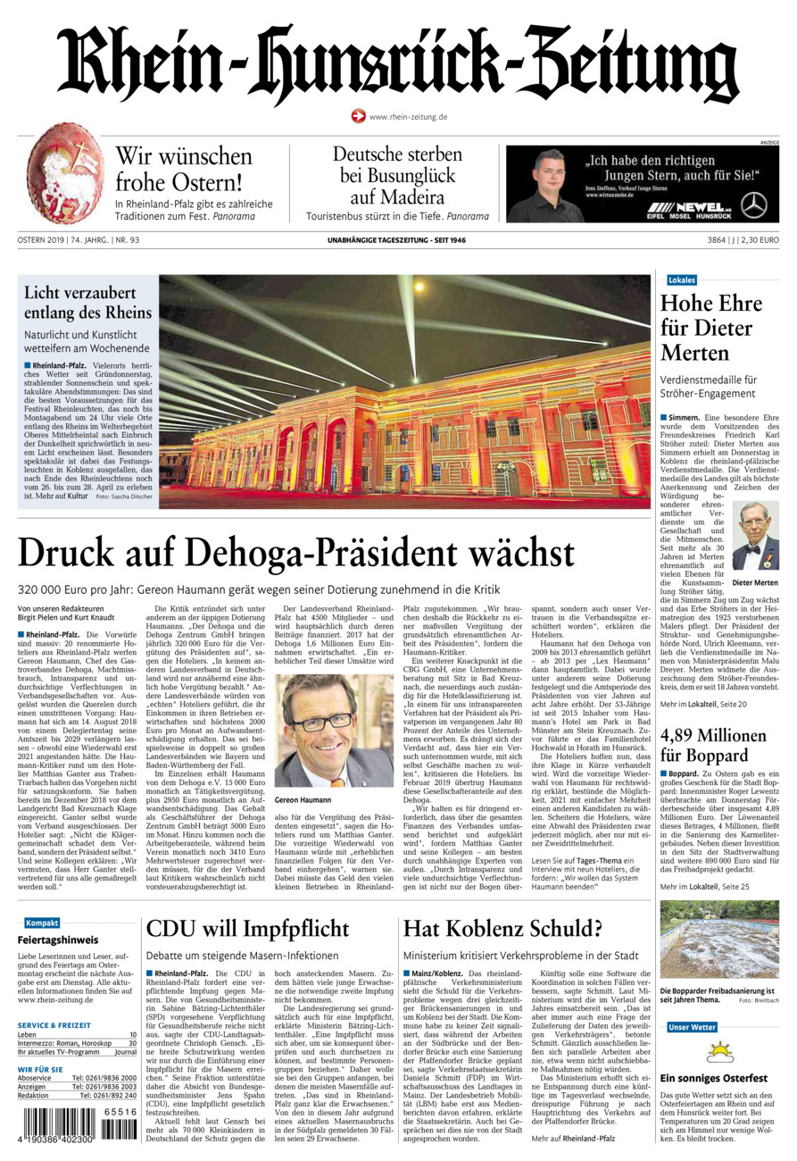 Rhein-Hunsrück-Zeitung vom Samstag, 20.04.2019