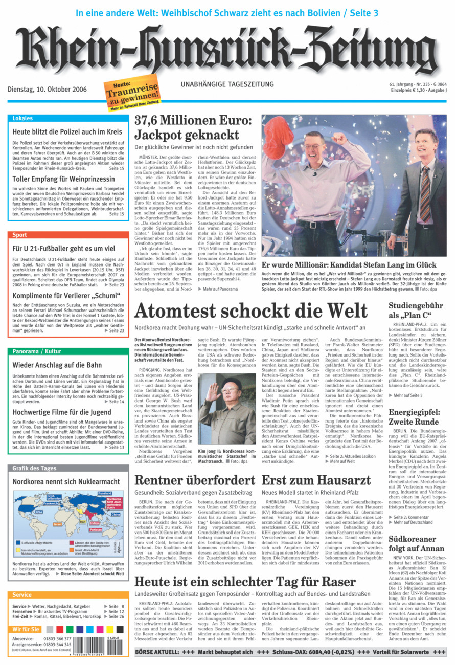 Rhein-Hunsrück-Zeitung vom Dienstag, 10.10.2006
