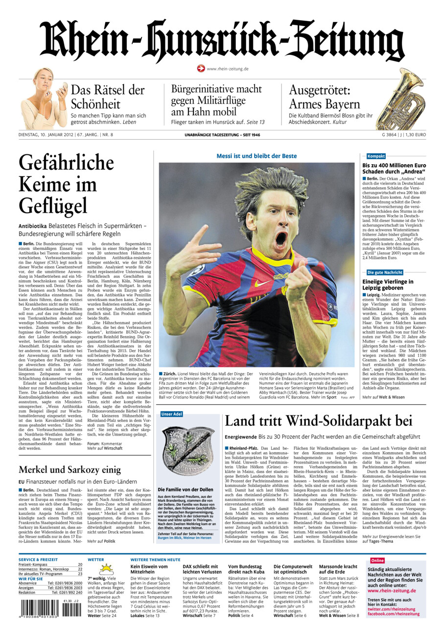 Rhein-Hunsrück-Zeitung vom Dienstag, 10.01.2012