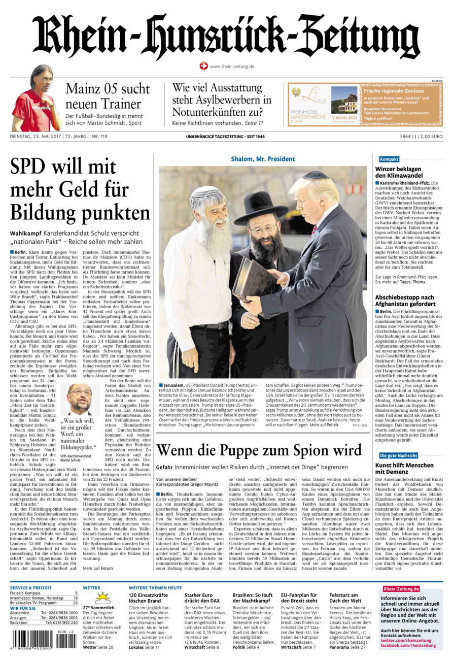 Rhein-Hunsrück-Zeitung vom Dienstag, 23.05.2017