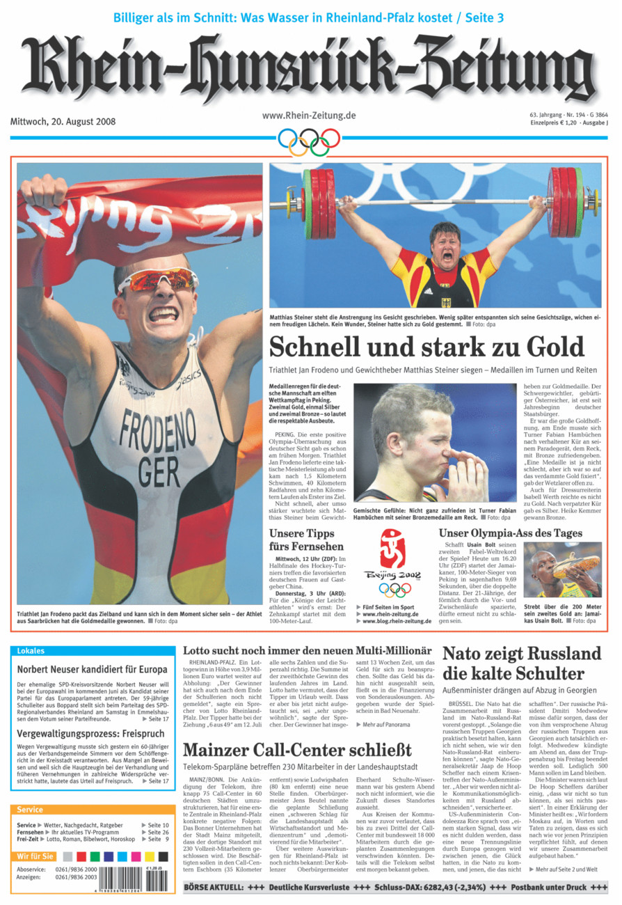Rhein-Hunsrück-Zeitung vom Mittwoch, 20.08.2008