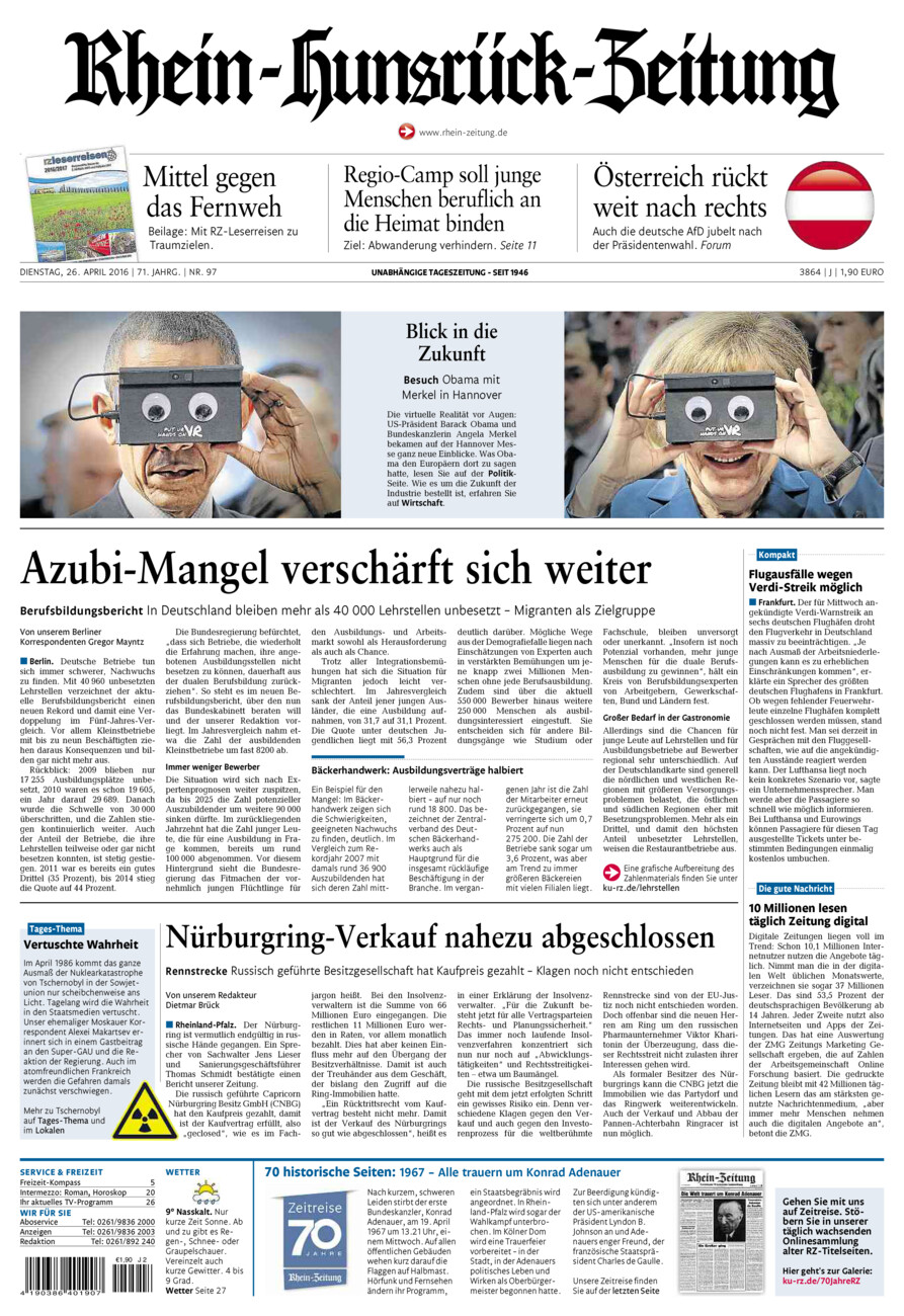 Rhein-Hunsrück-Zeitung vom Dienstag, 26.04.2016