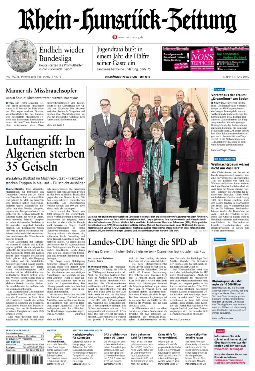 Rhein-Hunsrück-Zeitung vom Freitag, 18.01.2013