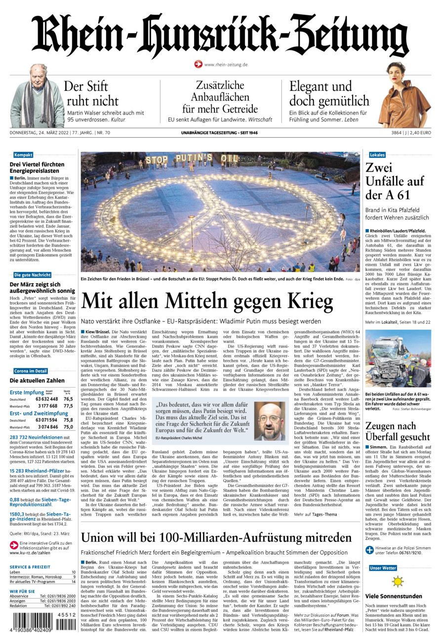 Rhein-Hunsrück-Zeitung vom Donnerstag, 24.03.2022