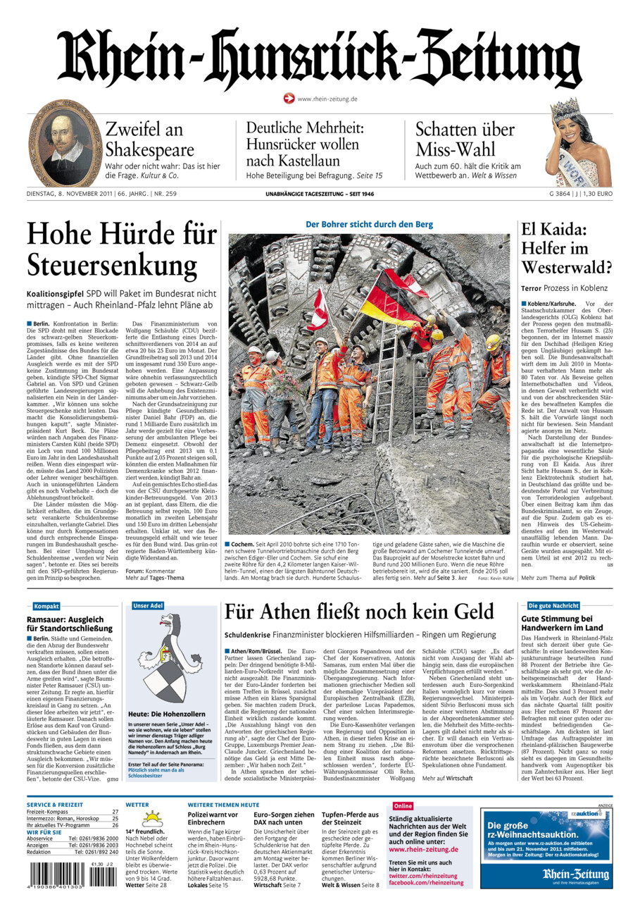 Rhein-Hunsrück-Zeitung vom Dienstag, 08.11.2011
