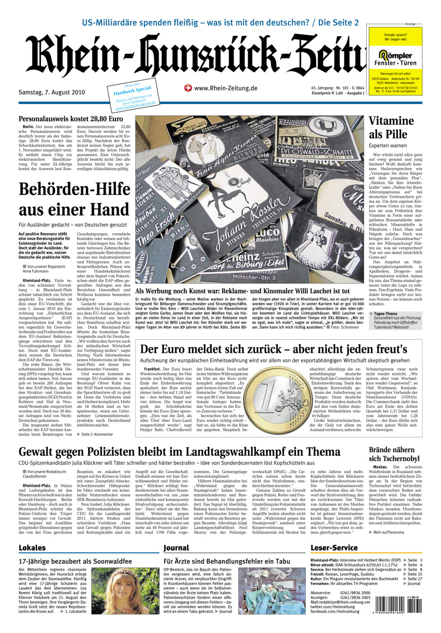Rhein-Hunsrück-Zeitung vom Samstag, 07.08.2010