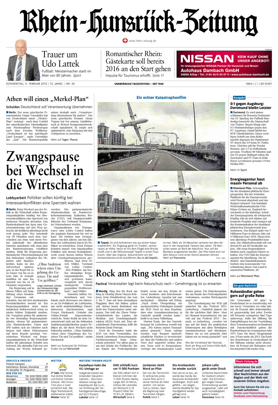 Rhein-Hunsrück-Zeitung vom Donnerstag, 05.02.2015