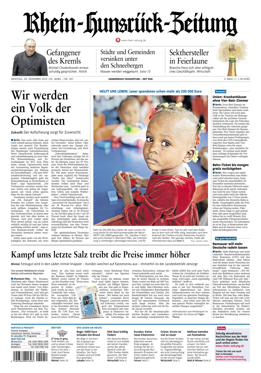 Rhein-Hunsrück-Zeitung vom Dienstag, 28.12.2010