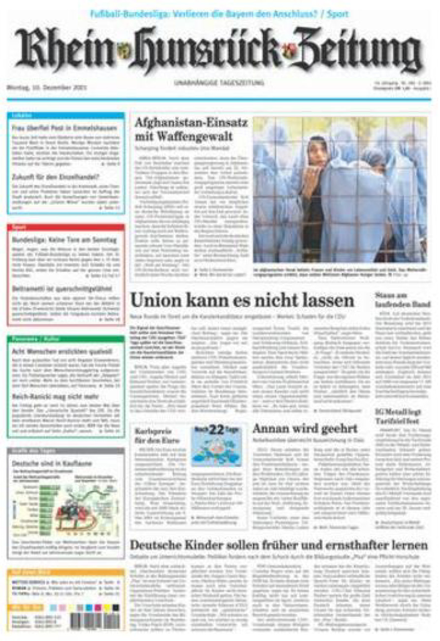 Rhein-Hunsrück-Zeitung vom Montag, 10.12.2001