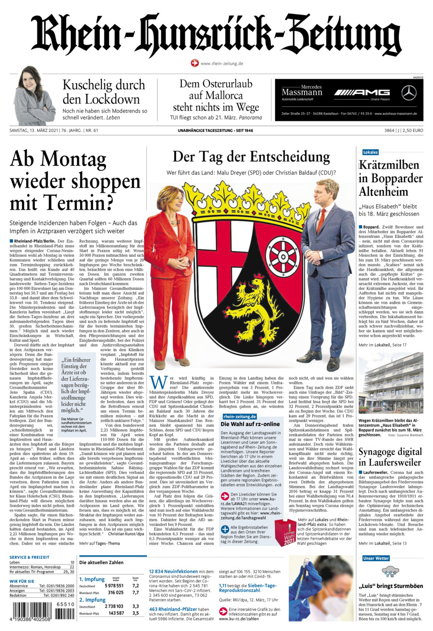 Rhein-Hunsrück-Zeitung vom Samstag, 13.03.2021