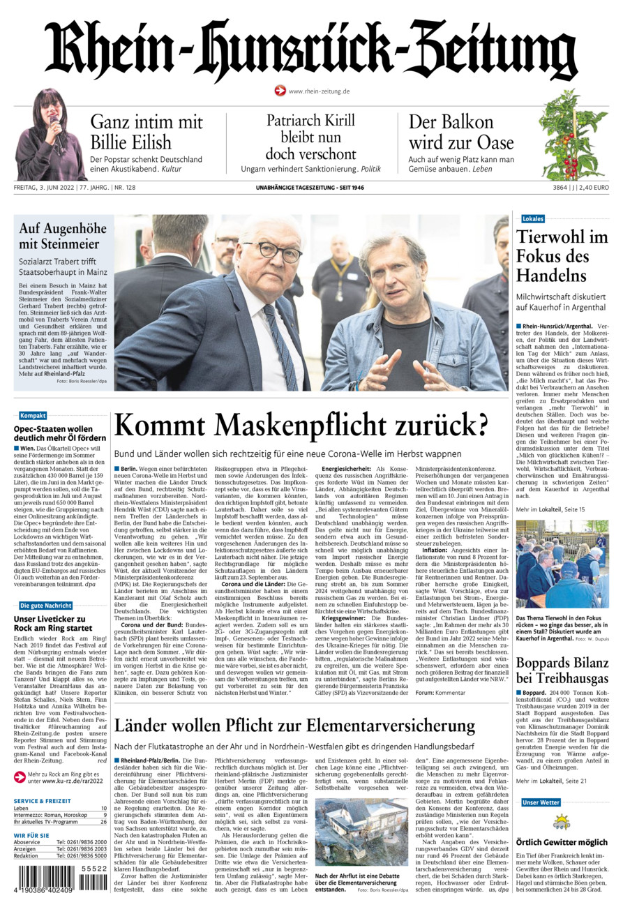 Rhein-Hunsrück-Zeitung vom Freitag, 03.06.2022