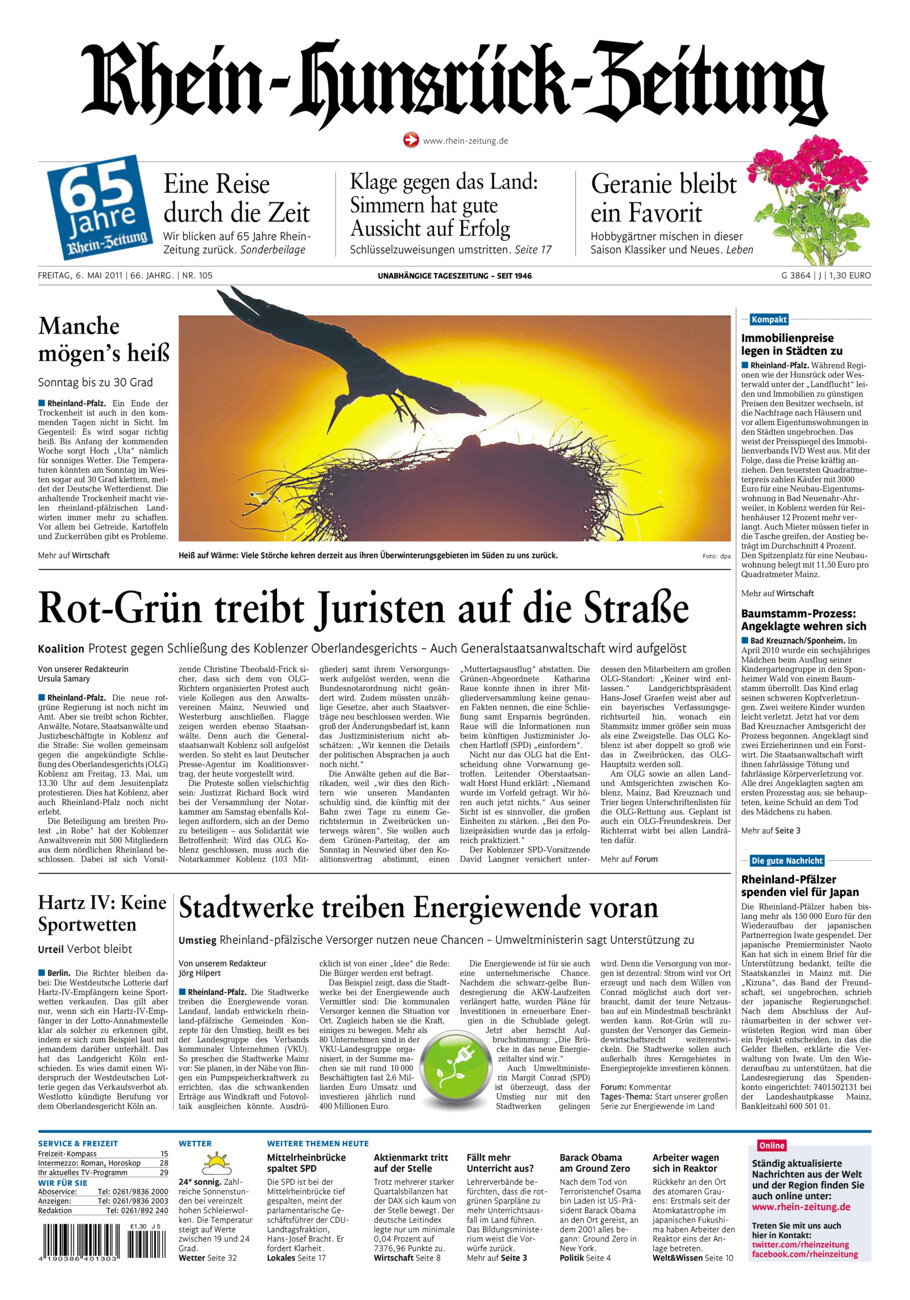 Rhein-Hunsrück-Zeitung vom Freitag, 06.05.2011