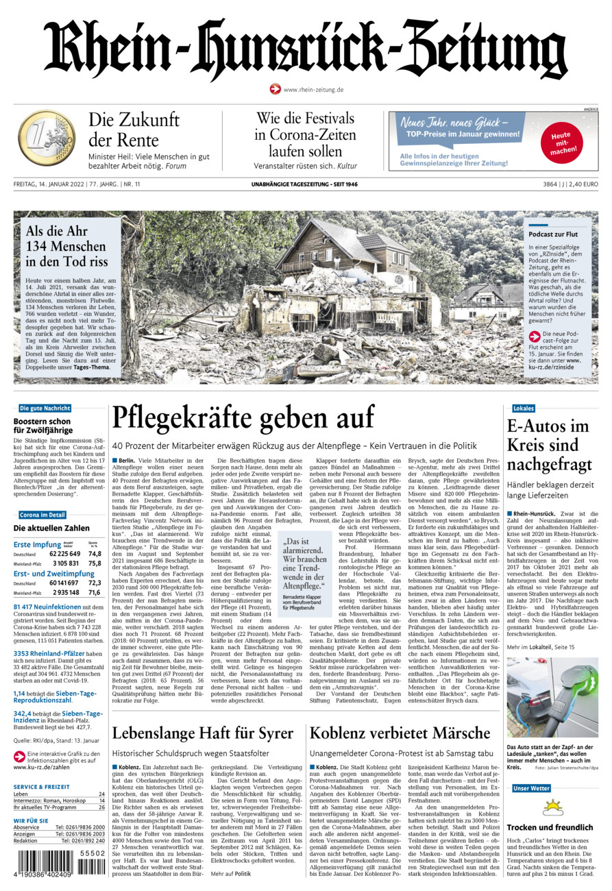 Rhein-Hunsrück-Zeitung vom Freitag, 14.01.2022