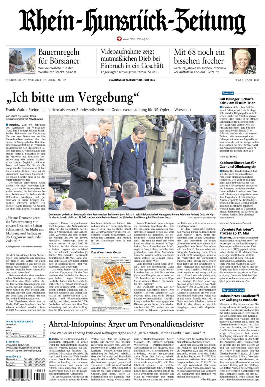 Rhein-Hunsrück-Zeitung vom Donnerstag, 20.04.2023
