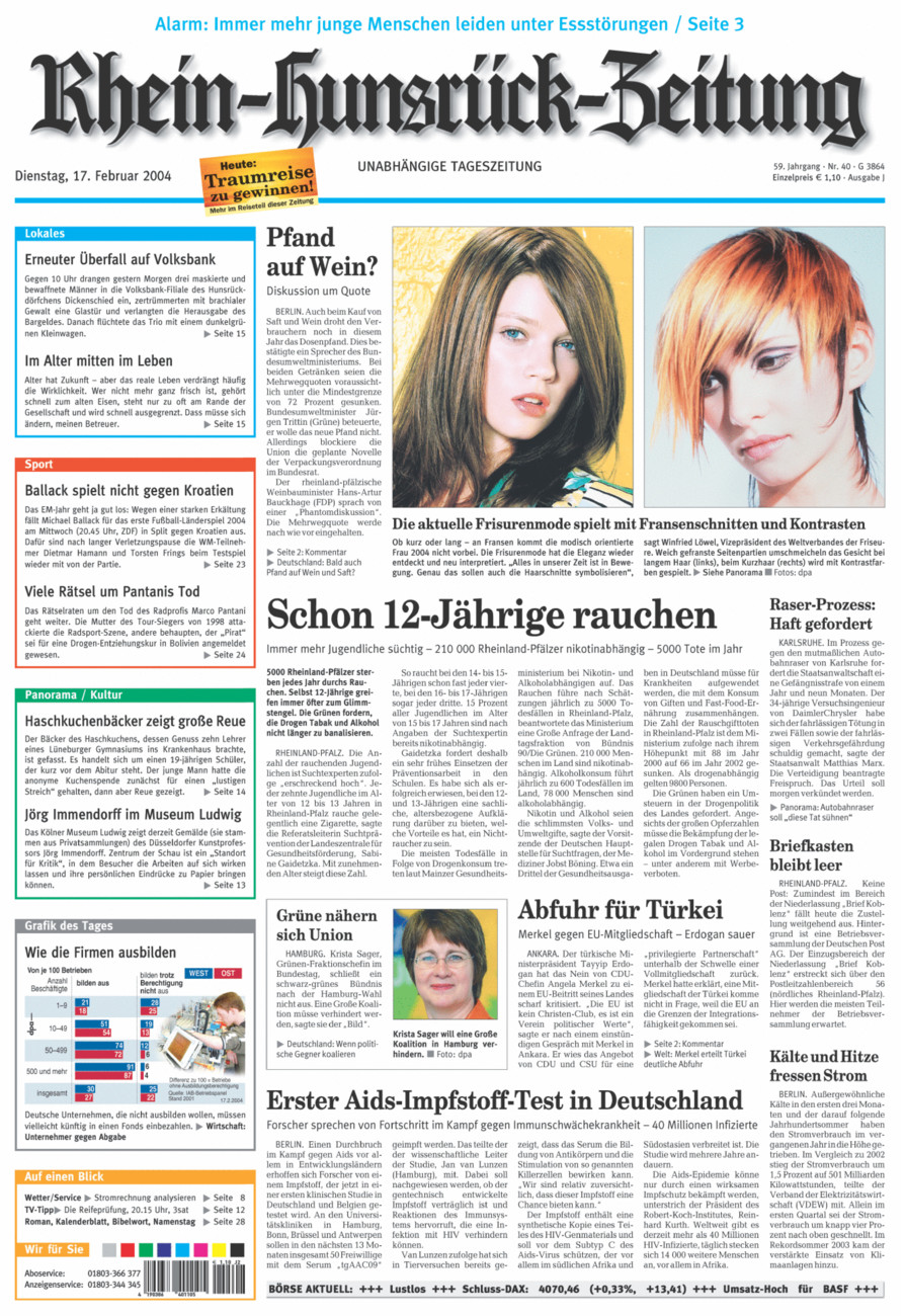 Rhein-Hunsrück-Zeitung vom Dienstag, 17.02.2004