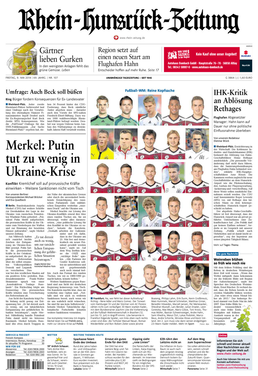 Rhein-Hunsrück-Zeitung vom Freitag, 09.05.2014
