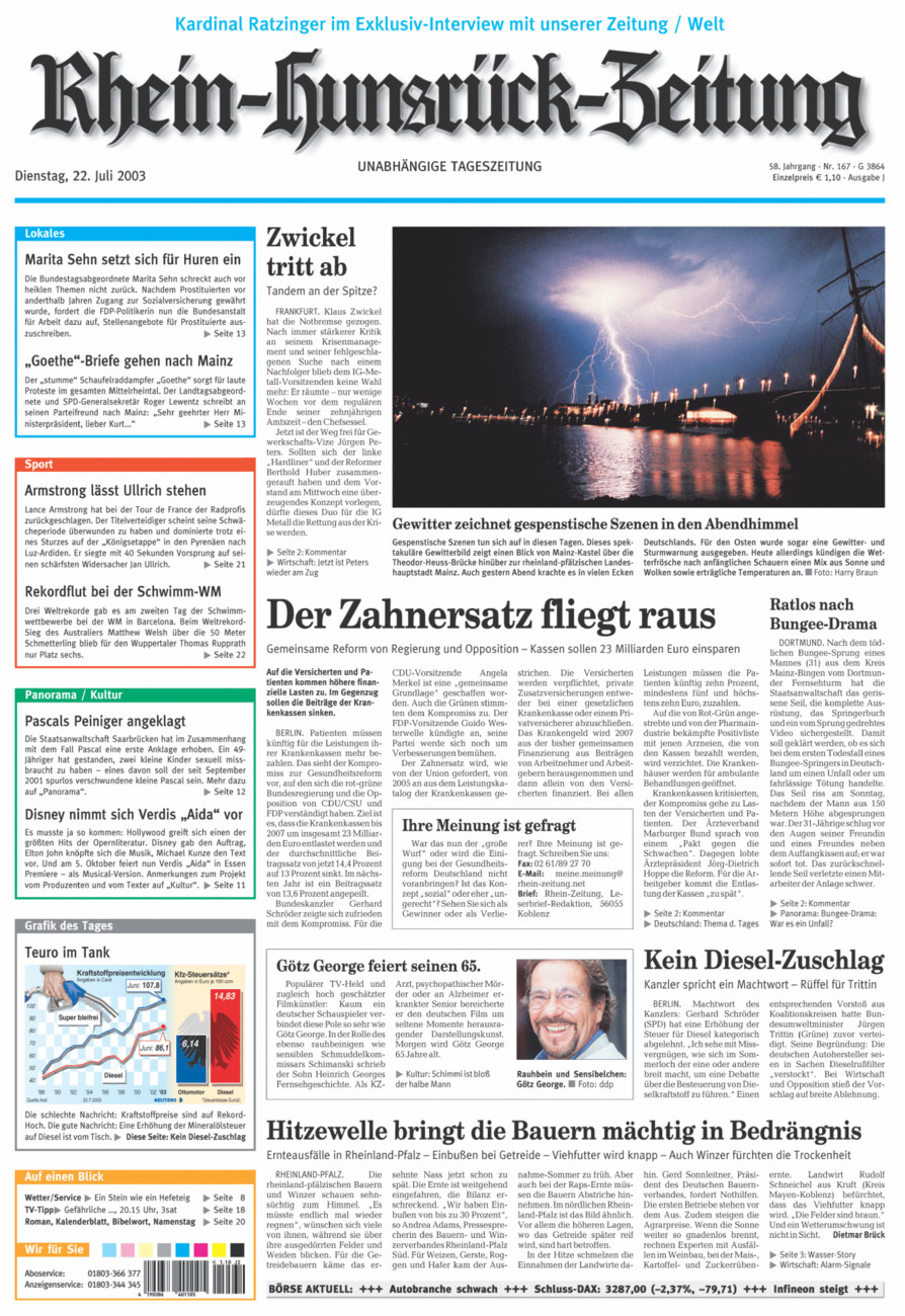 Rhein-Hunsrück-Zeitung vom Dienstag, 22.07.2003