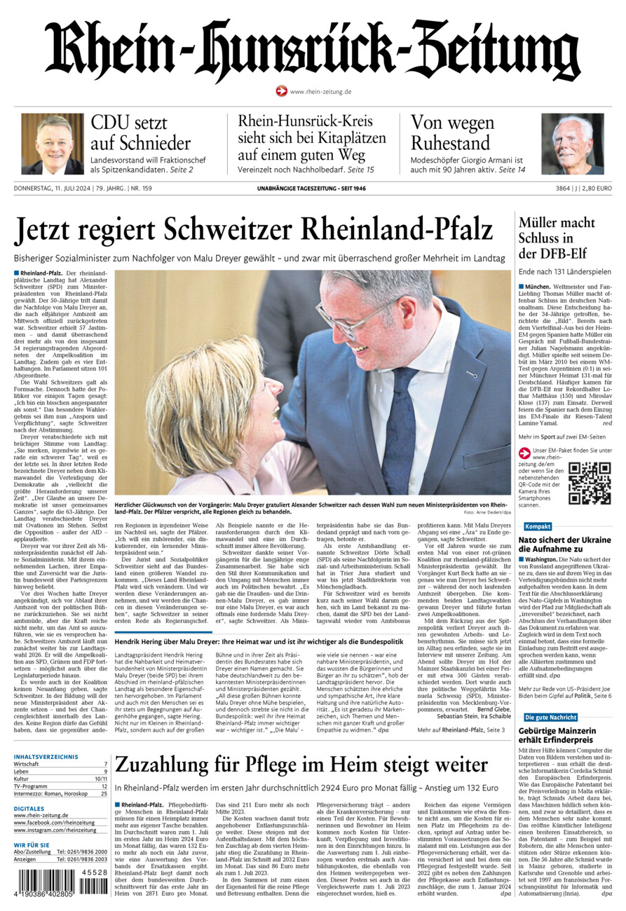 Rhein-Hunsrück-Zeitung vom Donnerstag, 11.07.2024