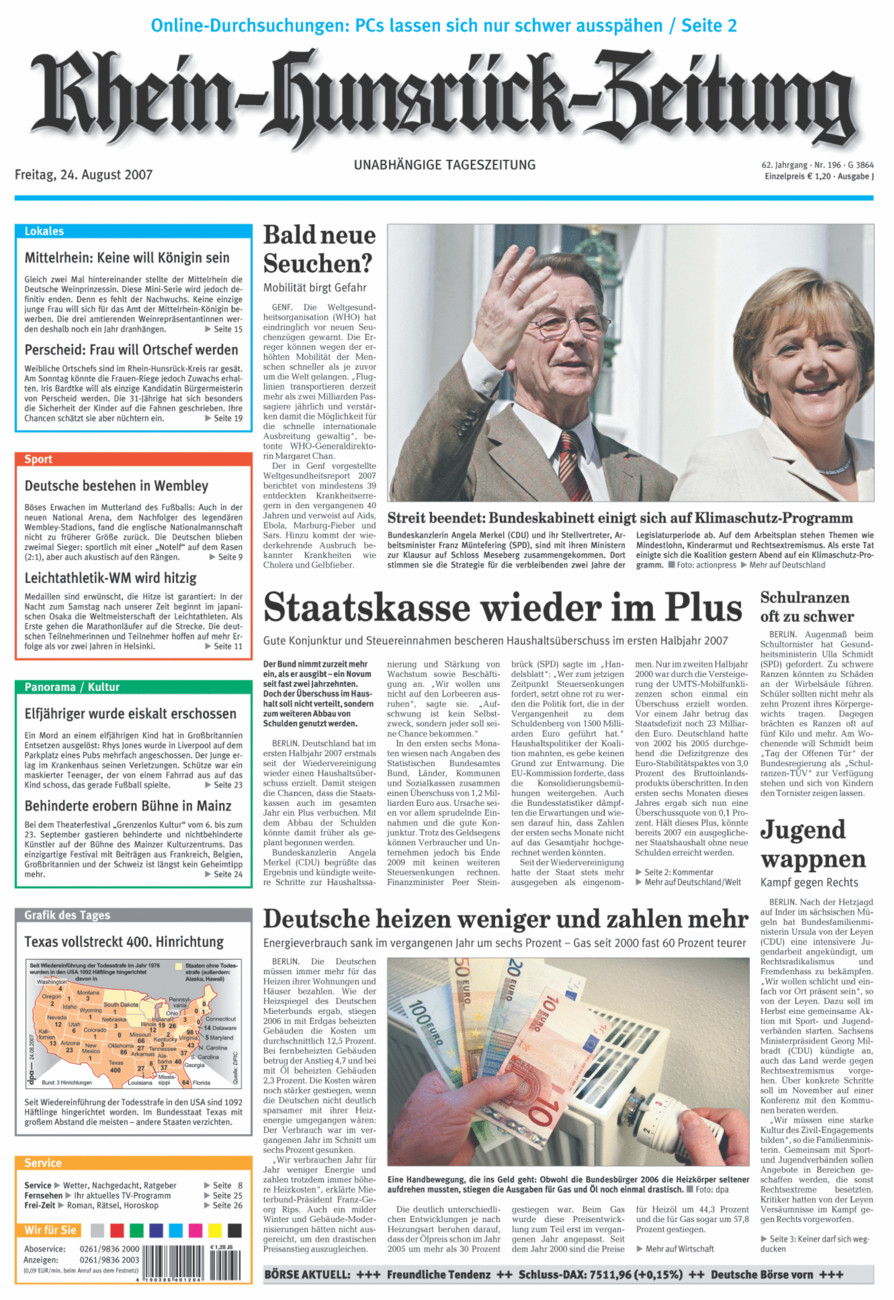 Rhein-Hunsrück-Zeitung vom Freitag, 24.08.2007