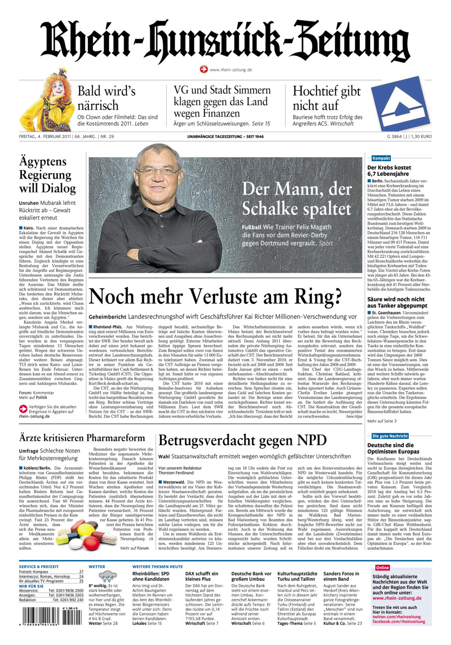Rhein-Hunsrück-Zeitung vom Freitag, 04.02.2011